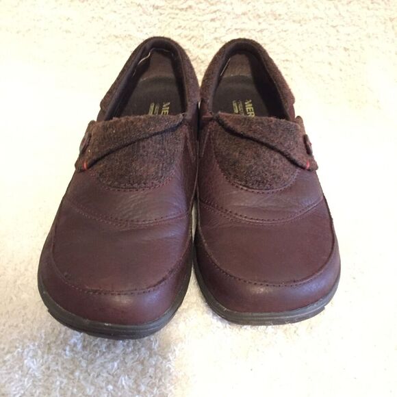 Merrell Women's Dassie Fold Andorra Burgundy Leather Moc Slip On Shoes Size 7 - Picture 11 of 12